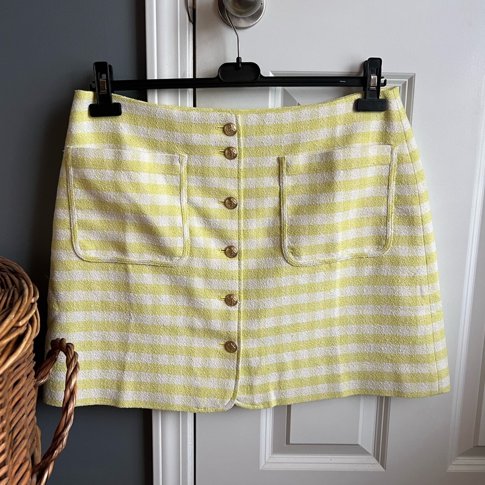 J. Crew Lime Green Tweed Gingham Mini Skirt!